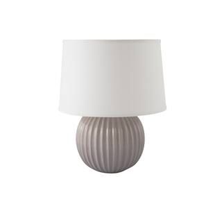 Fluted Round 21 in. Gloss Swanky Grey Indoor Table Lamp 347-10 - The Home Depot | The Home Depot