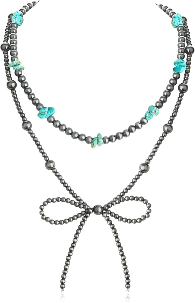 Navajo Pearl Bow Necklace Western Jewelry for Women Cowgirl Turquoise Necklaces Jewelry | Amazon (US)