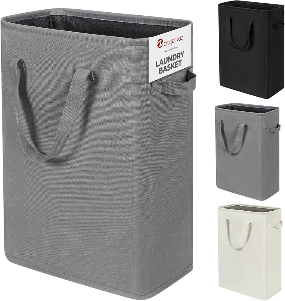 ZERO JET LAG Slim Laundry Hamper With Handles Collapsible Laundry Basket Thin Dirty Clothes Baske... | Amazon (US)
