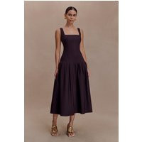 Natascha Drop Waist Cotton Midi Dress / Chocolate | MESHKI | L | MESHKI US