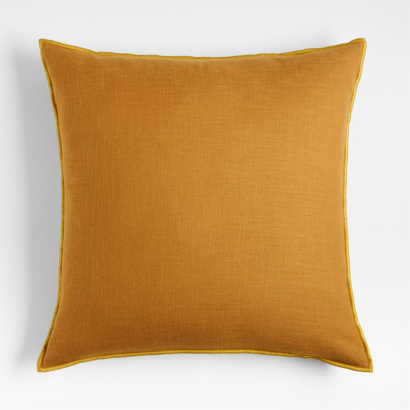 Amber 23"x23" Merrow Stitch Cotton Decorative Throw Pillow Cover + Reviews | Crate & Barrel | Crate & Barrel