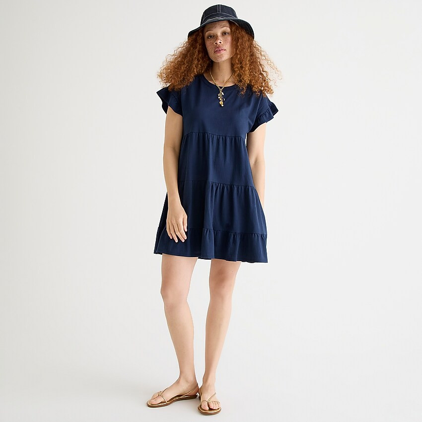 Tiered dress in broken-in jersey | J. Crew US