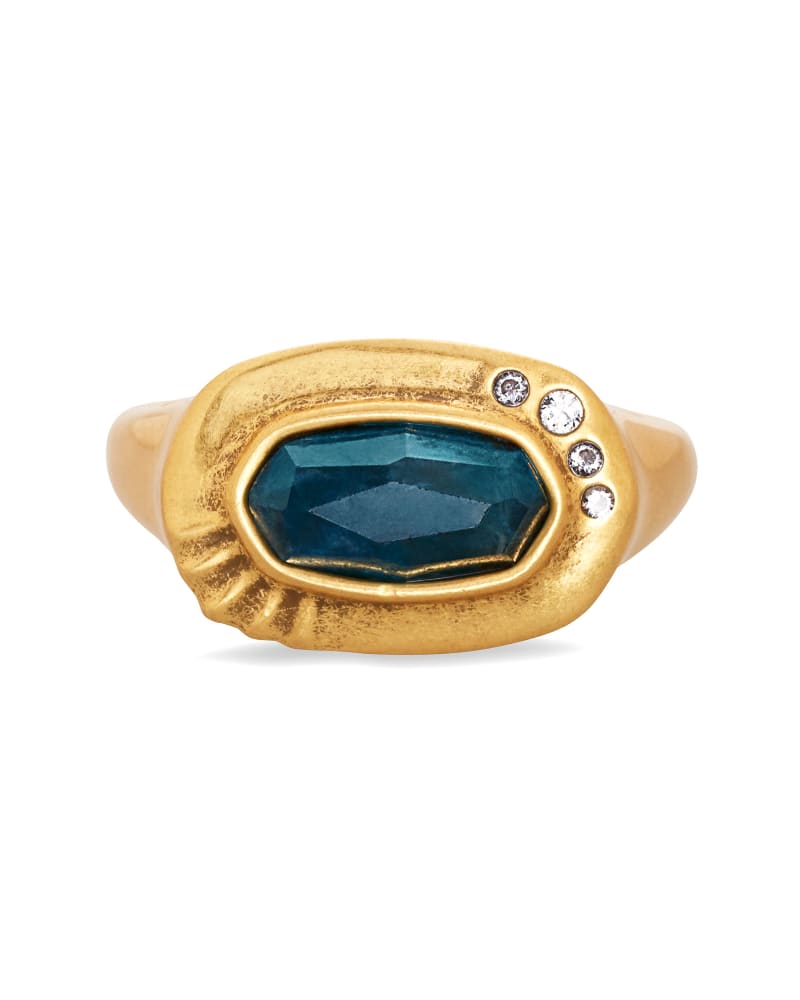 Anna Vintage Gold Band Ring in Teal Apatite | Kendra Scott