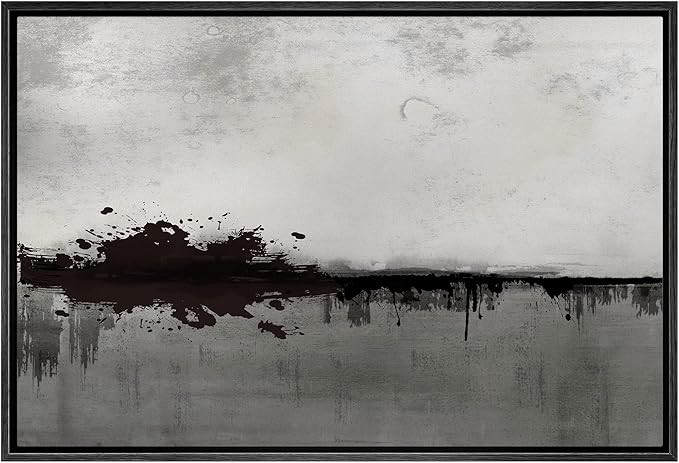 SIGNWIN Framed Canvas Print Wall Art Black Gray Dark Paint Splatter Collage Abstract Shape Illust... | Amazon (US)