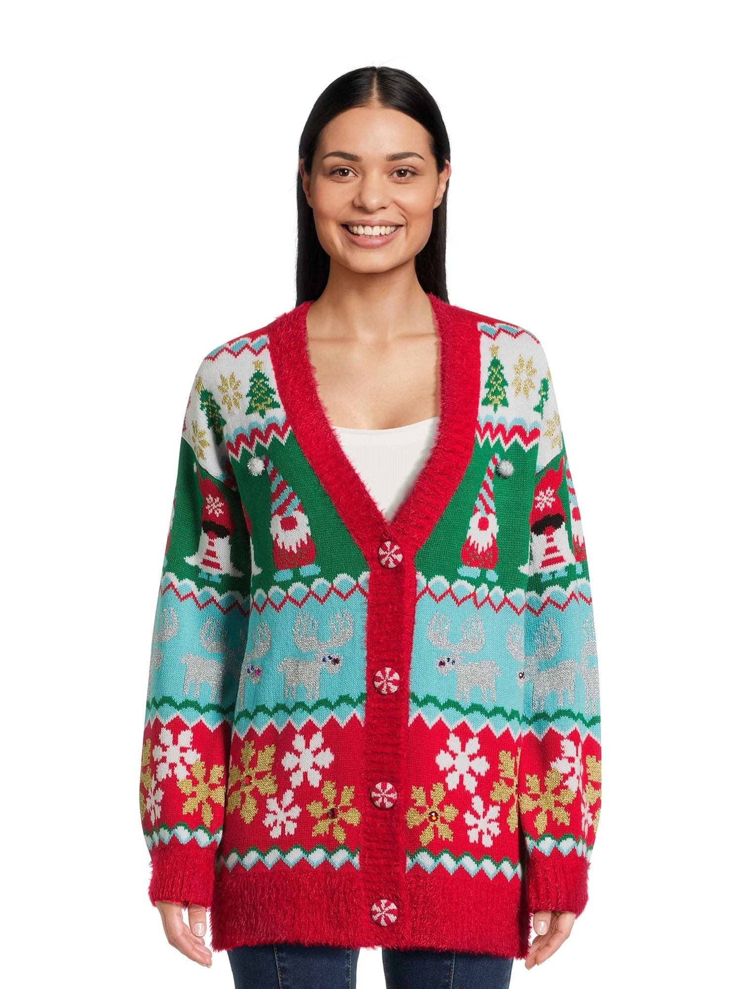 Holiday Time Women's Ugly Christmas Cardigan, Sizes S-3X | Walmart (US)