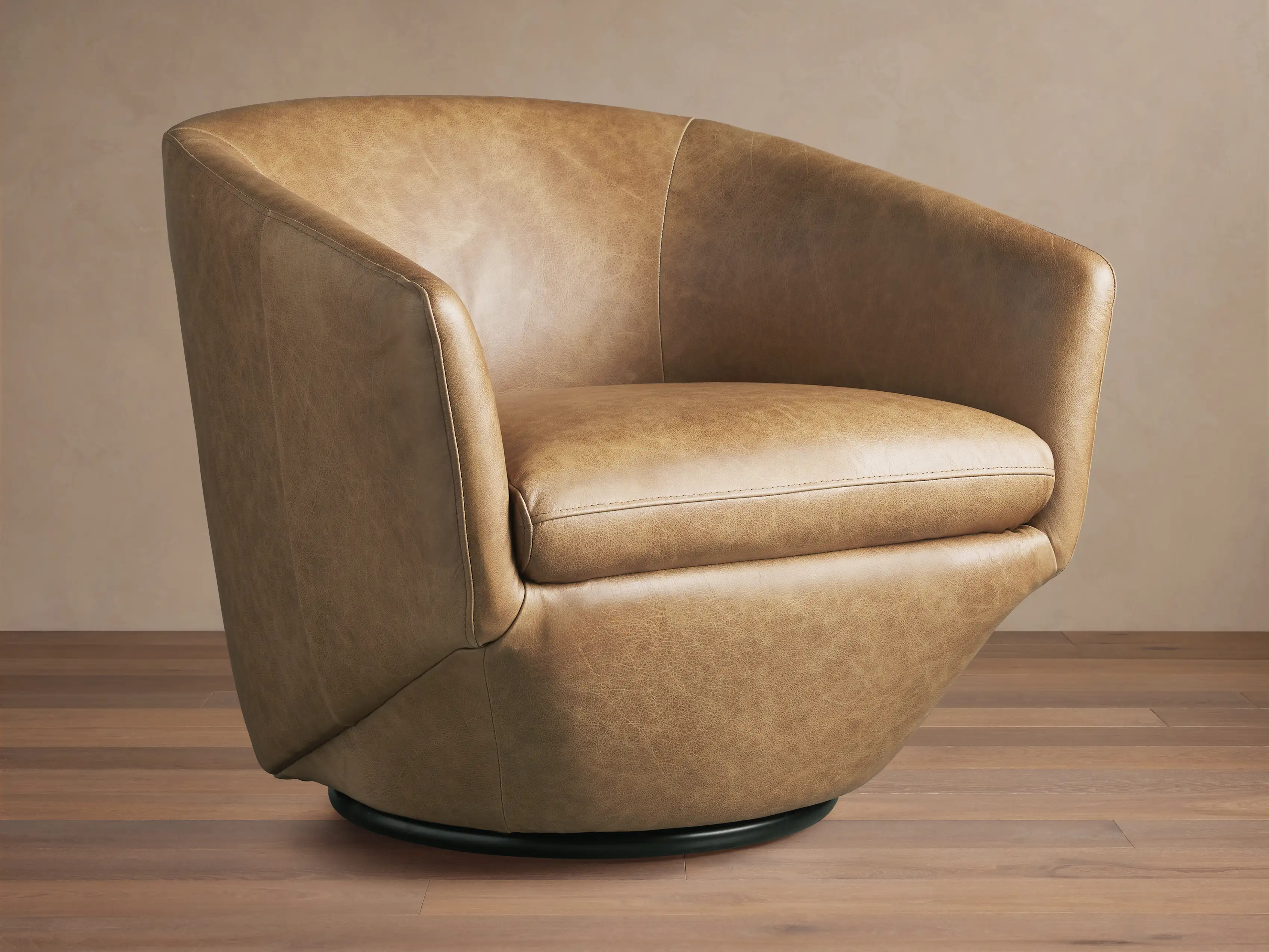 Pelton Leather Swivel Chair | Arhaus
