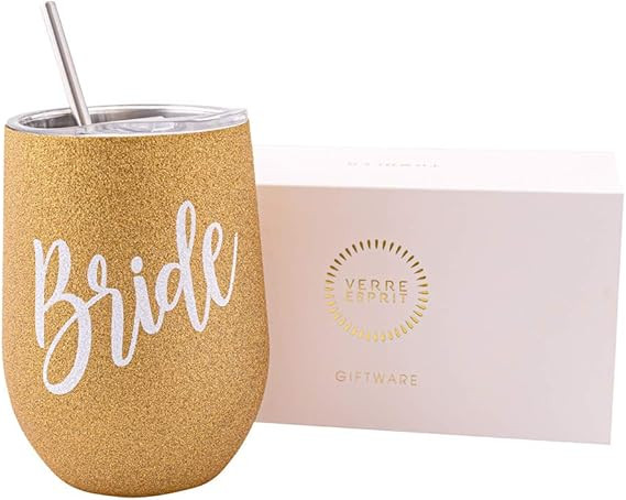 Verre Esprit Bride Tumbler 12 Oz - Engagement Gift, Bride Gifts & Bachelorette Gifts - Bride Cup ... | Amazon (US)