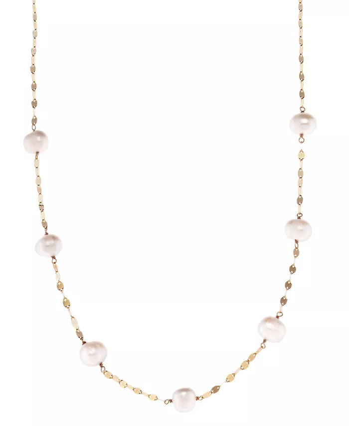 Cultured Freshwater Pearl (7-8mm) Station Necklace in 18k Gold-Plated Sterling Silver | Macys (US)