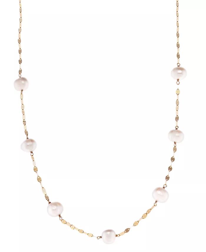 Cultured Freshwater Pearl (7-8mm) Station Necklace in 18k Gold-Plated Sterling Silver | Macys (US)