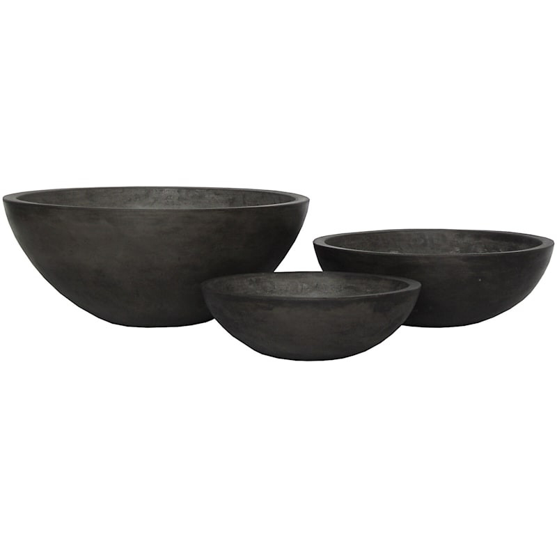 Dark Grey Concrete Round Bowl with Natural Smooth Finish, Medium | At Home