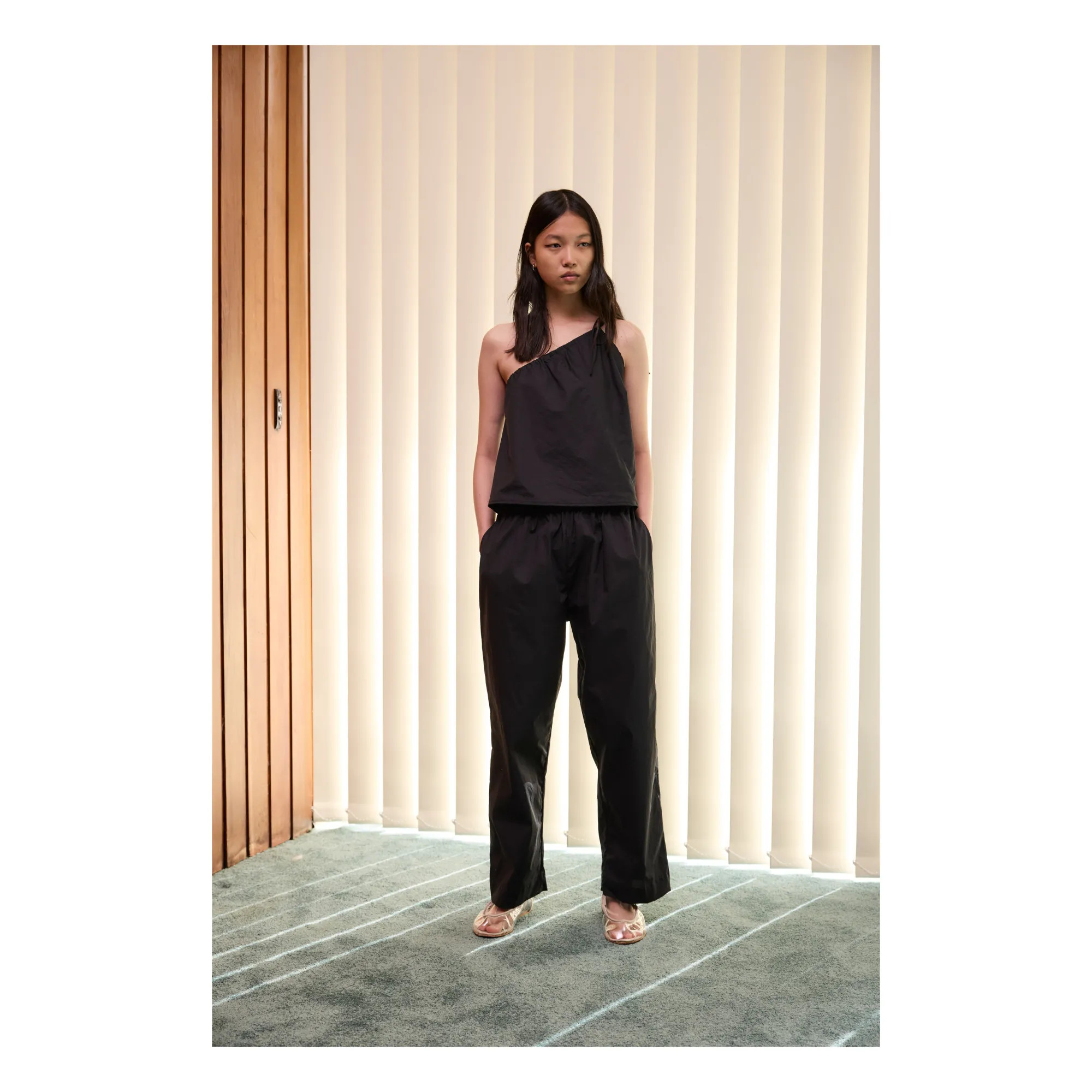 Deiji Studios Pantalon Ease Popeline de Coton Bio | Noir | Smallable