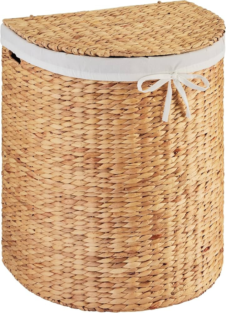 Best Choice Products Half Moon Laundry Hamper w/Lid, Woven Half Round Laundry Basket, w/Removable... | Amazon (US)