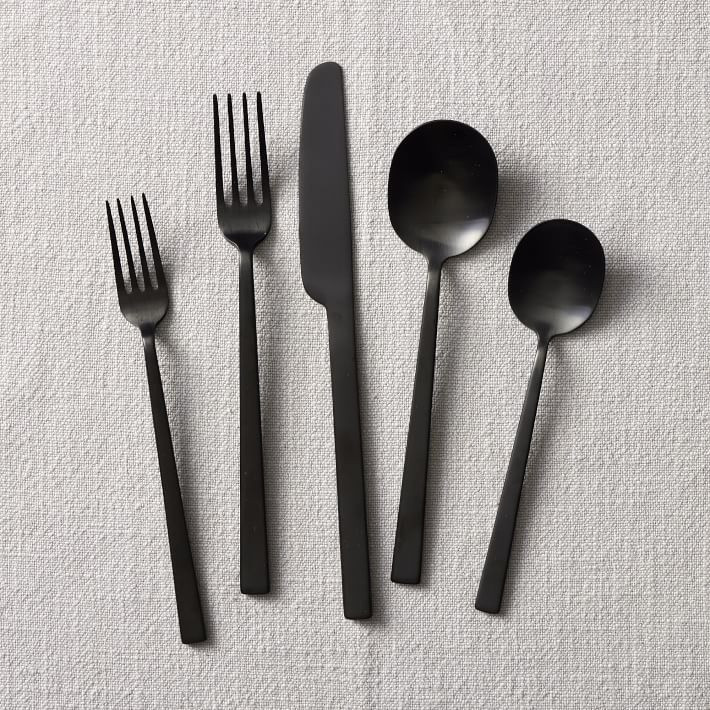 Kanto Stainless Steel Flatware Sets - Black Satin | West Elm (US)