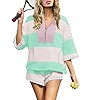 Panadila Women Striped Workout Set Two Piece Outfit Tracksuit Oversized Lounge Set Top and Shorts... | Amazon (CA)