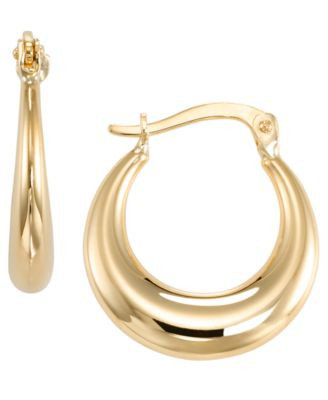 Macy's Grated Round Hoop Earrings in 10k Yellow Gold - Yellow | Macy's