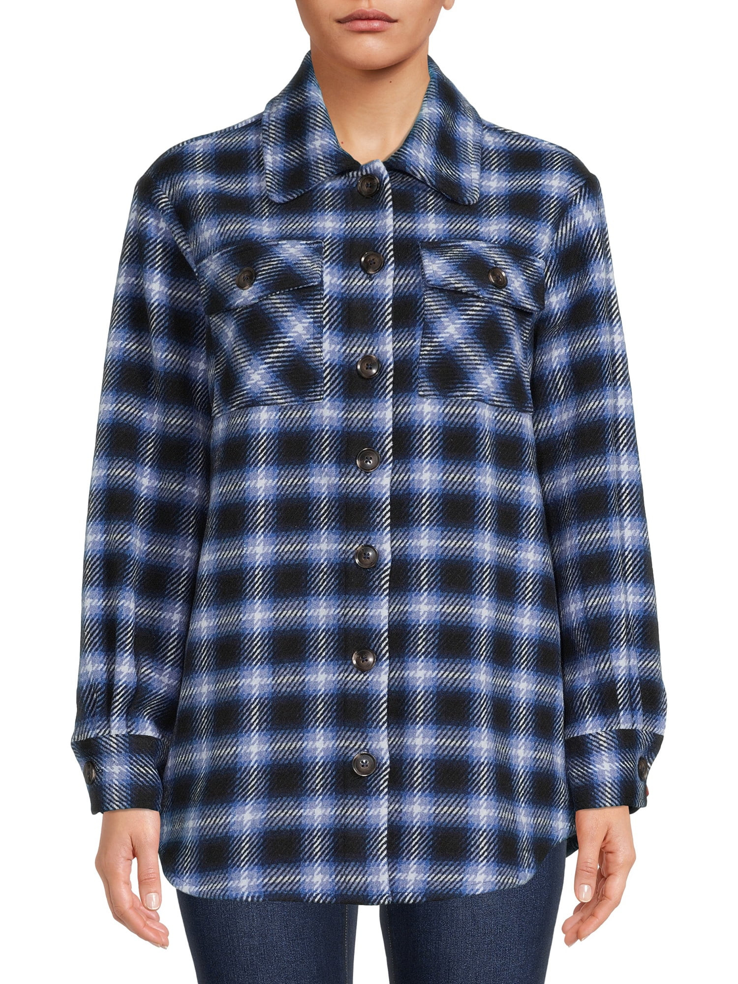 Time and Tru Women's Plaid Shacket - Walmart.com | Walmart (US)