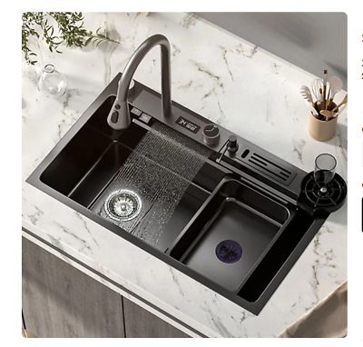 Stainless Steel Kitchen Waterfall Sink Digital Display Singl Basin Touch Control  | eBay | eBay US