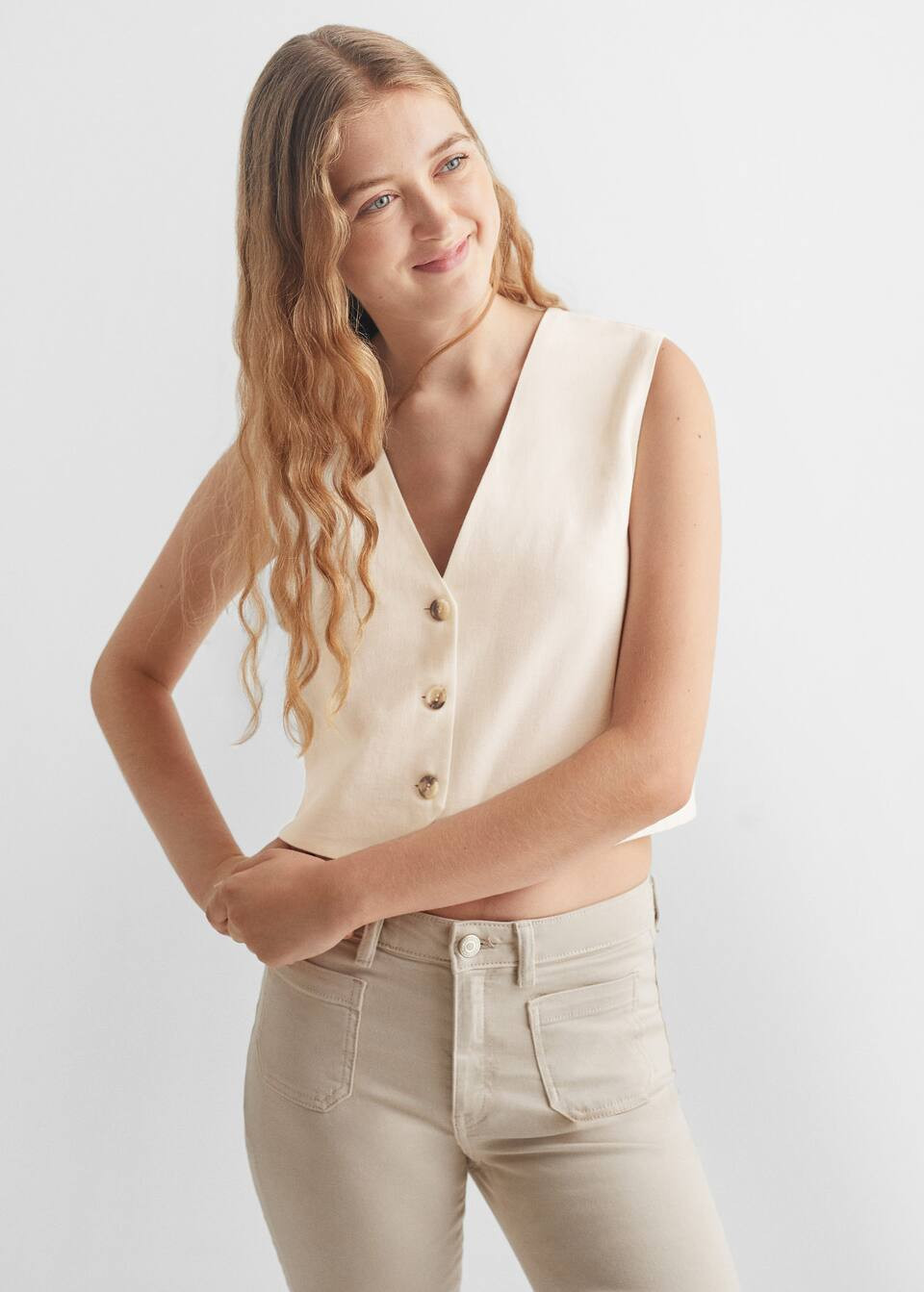 Linen-blend vest | MANGO (US)