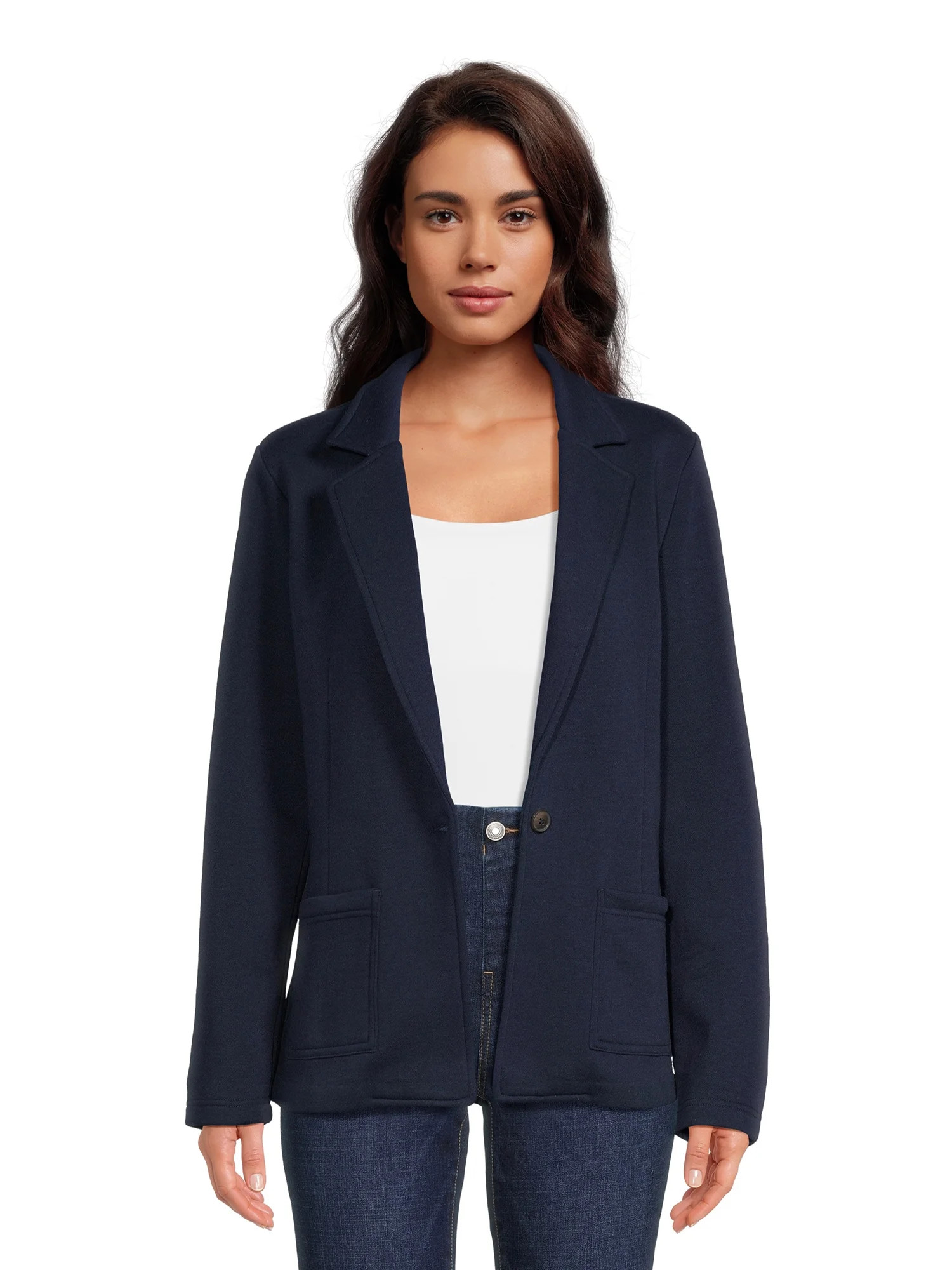 Time and Tru Women's French Terry Cloth Blazer, Sizes XS-XXXL | Walmart (US)