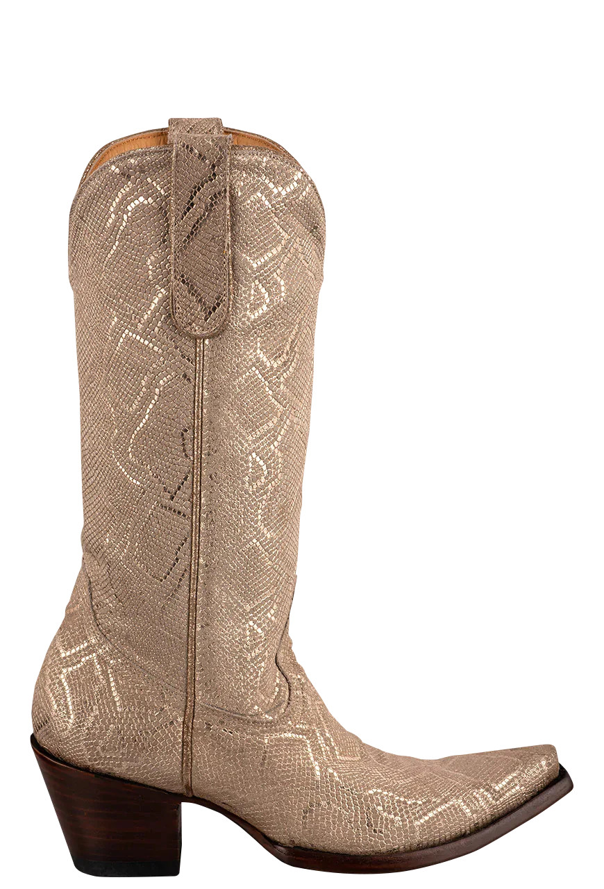 Old Gringo Women's Gold Snakeskin Snip Toe Tall 13 Inch Cowgirl Boots | Pinto Ranch | Pinto Ranch