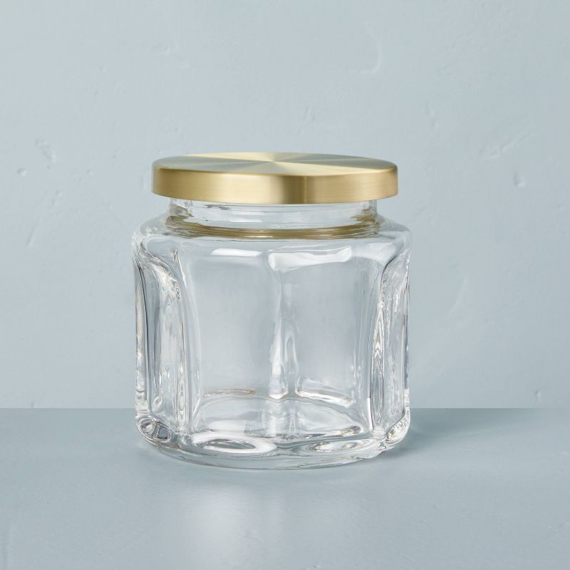 Sculpted Glass Canister Clear/Brass - Hearth & Hand™ with Magnolia | Target
