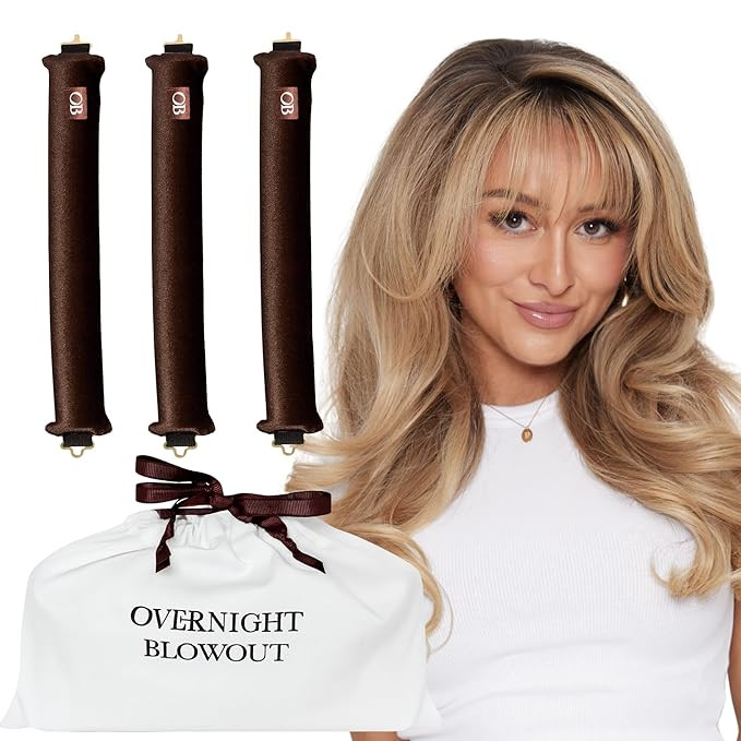 Brown Authentic Overnight Blowout Velvet Hair Rod, Classic 3 Set | Amazon (US)