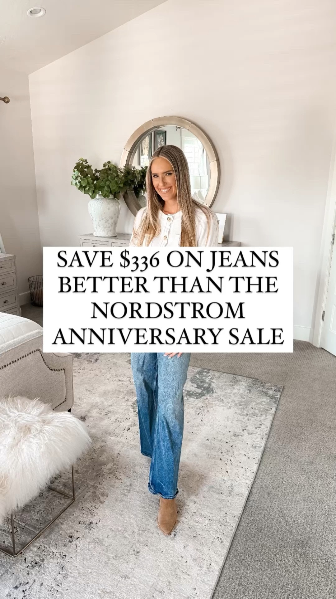 LOOKS $395, PAID $29! Save $366 on these jeans vs the designer jeans they remind me of. They're INCREDIBLE - the fabric and fit are designer-worthy. They sold out so fast last time! Save your money at the Nordstrom Anniversary Sale and buy these instead!

These designer lookalike jeans are true to size; for reference, I'm 5'8" and wearing a size 6!

You do NOT need to spend a lot of money to look and feel INCREDIBLE! I’m here to help the budget conscious get the luxury lifestyle.

Summer Fashion / Summer Outfit  / Walmart Fashion / Affordable / Budget / Women's Dressy Outfit / Women's Casual Outfit / Classic Style / Date Night / Elevated Style / Dress Up or Down / Denim / Jeans

#LTKVideo #LTKfindsunder50 #LTKsalealert