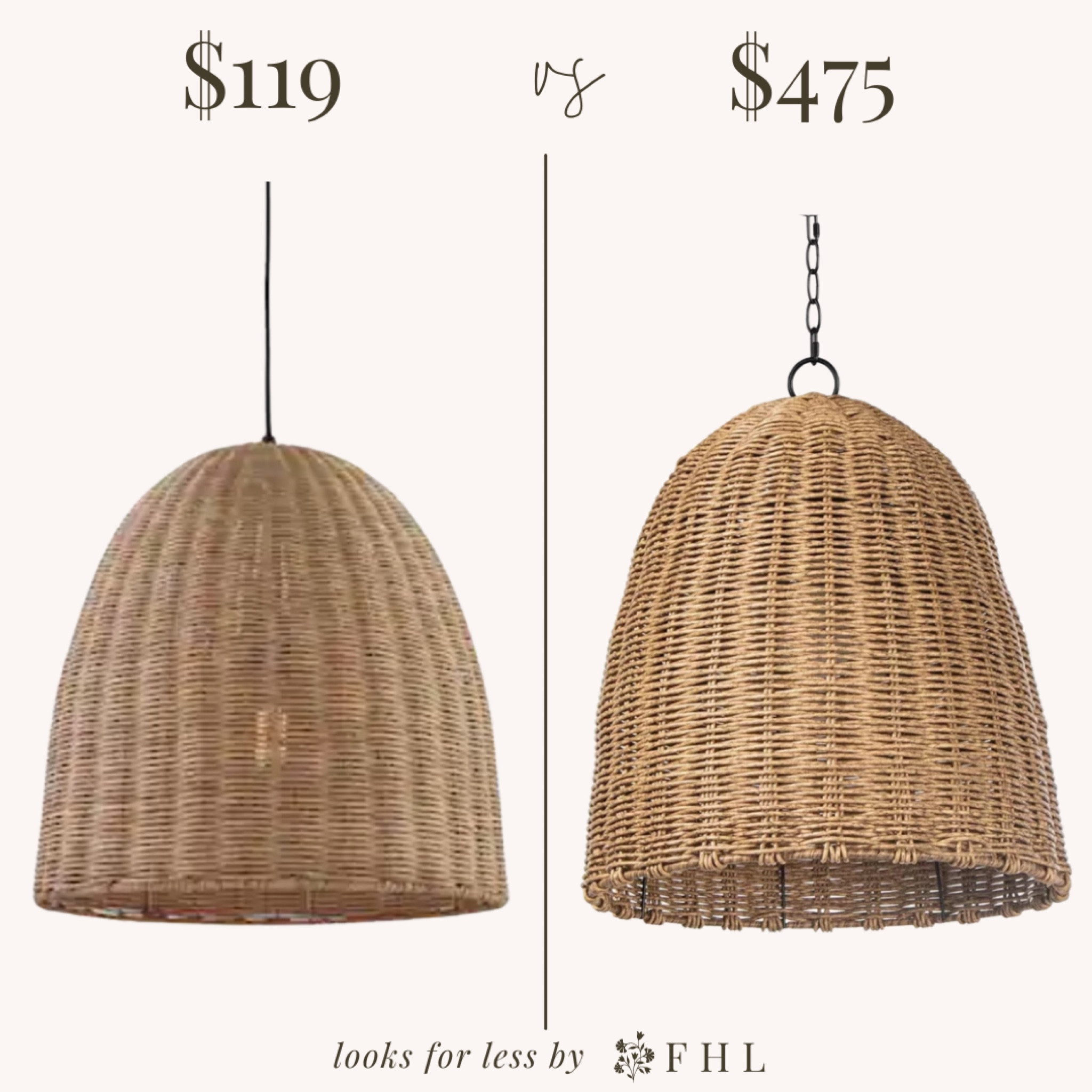 We love sourcing Looks for Less for your home. Here we’ve found two basket light pendant lights look with very different prices 🤍

#LTKHome