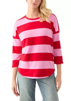 Crown & Ivy™ Women's 3/4 Sleeve Smile Hem Top | Belk