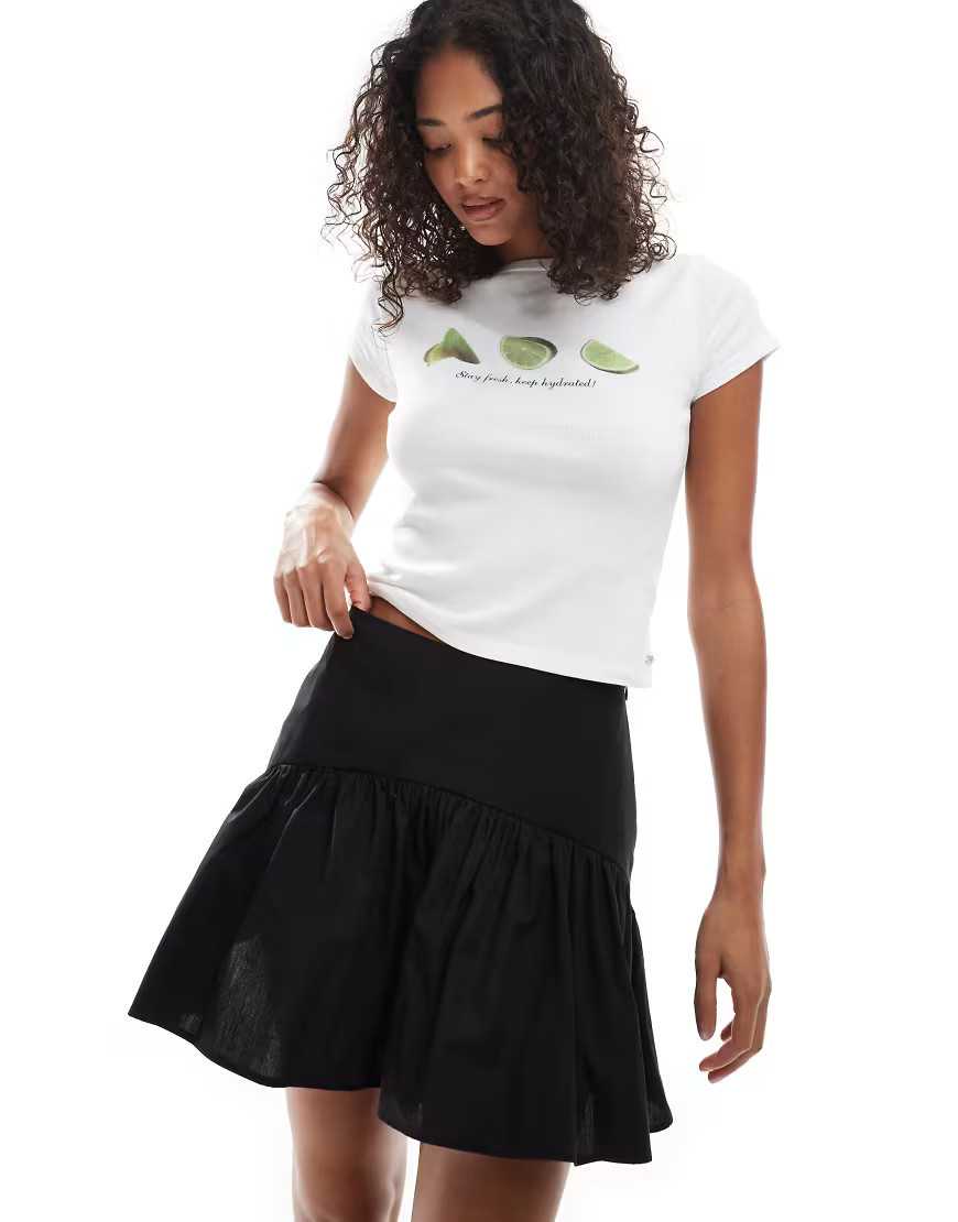 ASOS DESIGN dropped waist mini skirt in black | ASOS (Global)