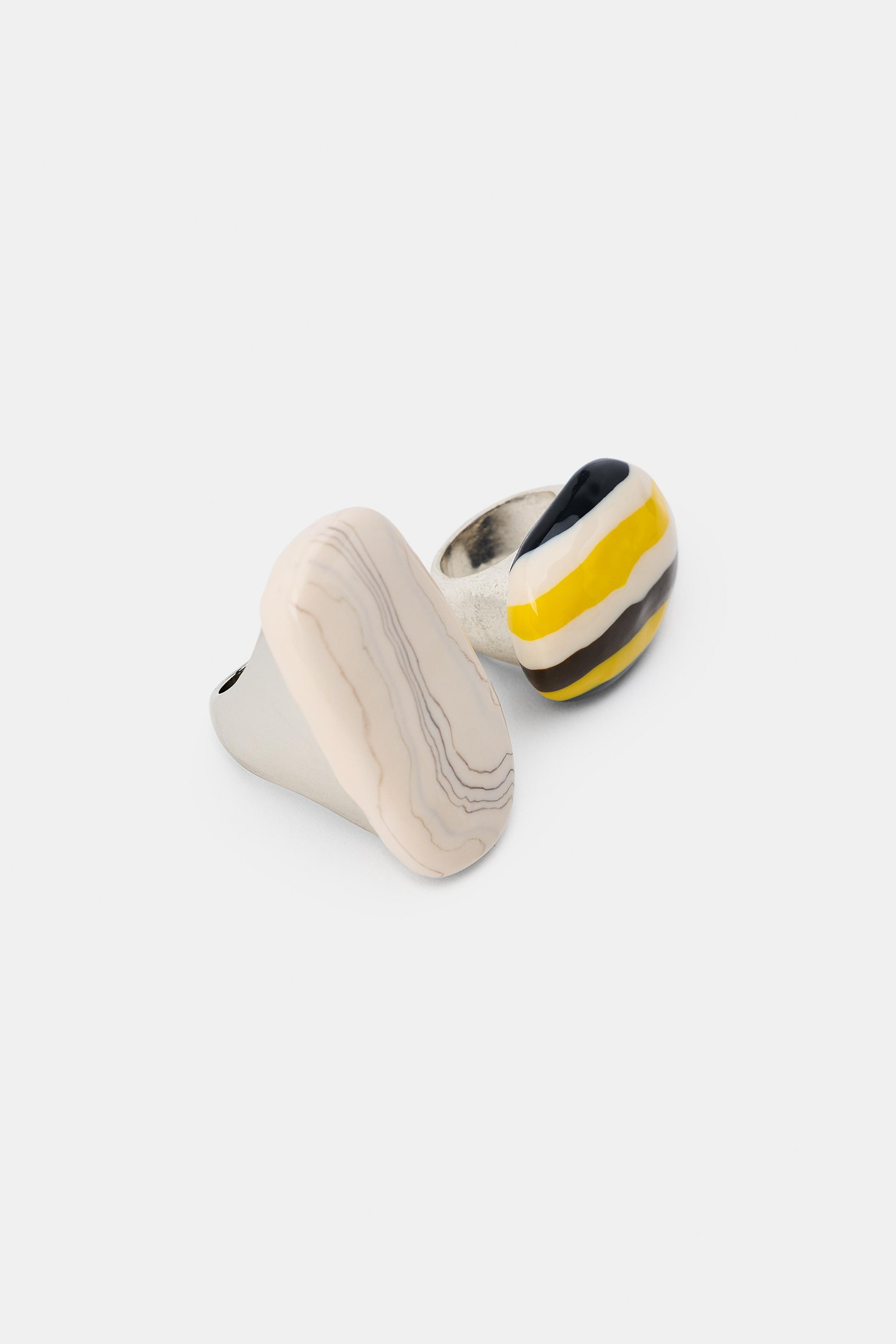 PACK OF 2 MAXI METAL RESIN RINGS | Zara US