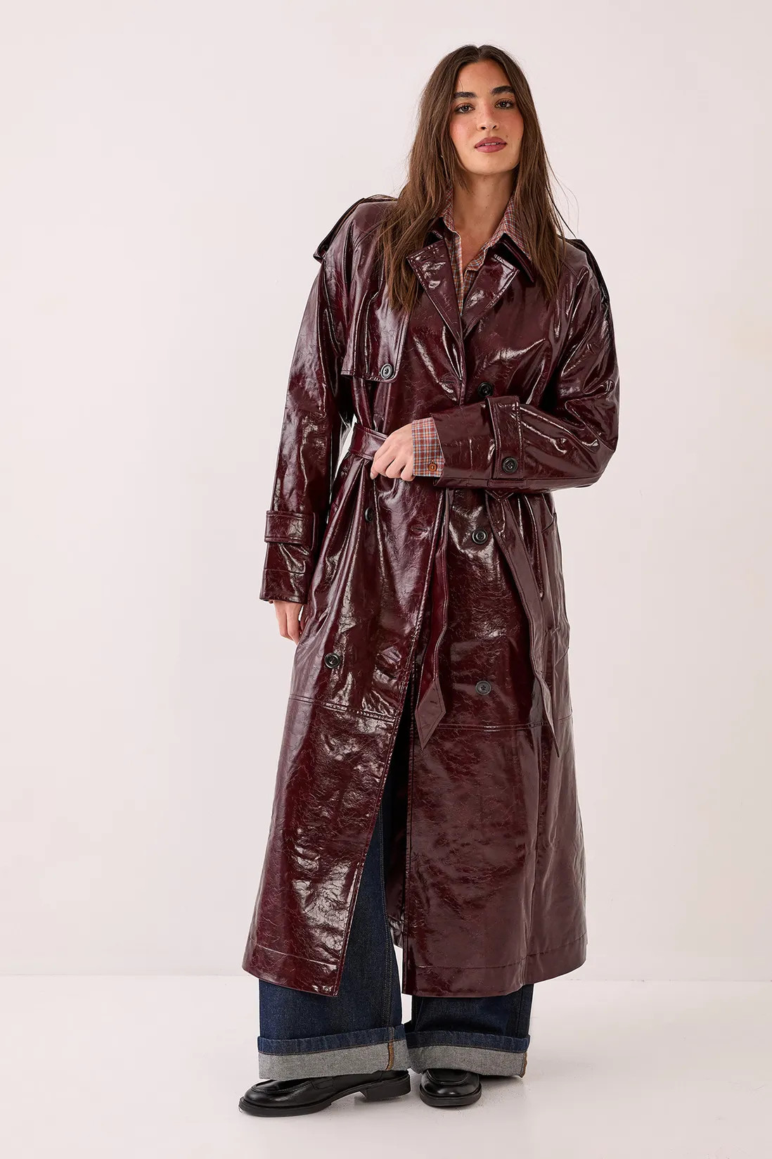 Premium Vinyl High Shine Faux Leather Trench Coat | Nasty Gal US