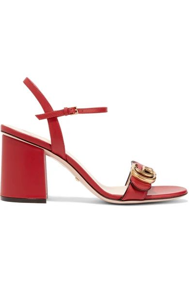 Gucci - Embellished Leather Sandals - Red | NET-A-PORTER (US)