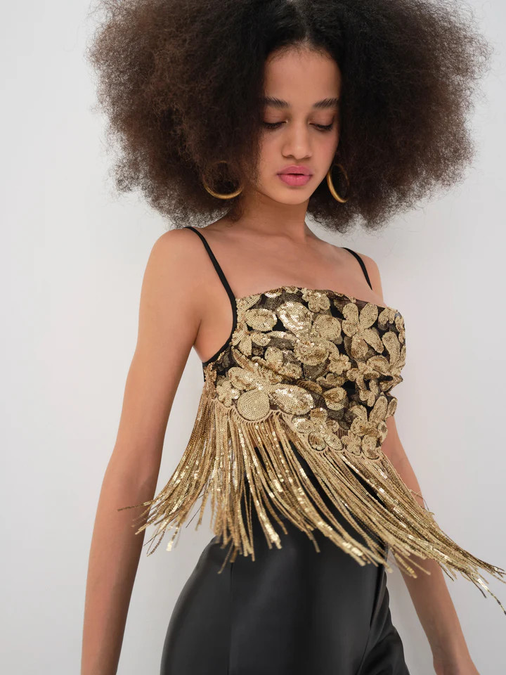 Colette Crop Top — Gold | For Love & Lemons