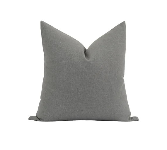 Designer Linen Pillow Cover 18 20 22 24 Stone Grey Linen - Etsy | Etsy (US)