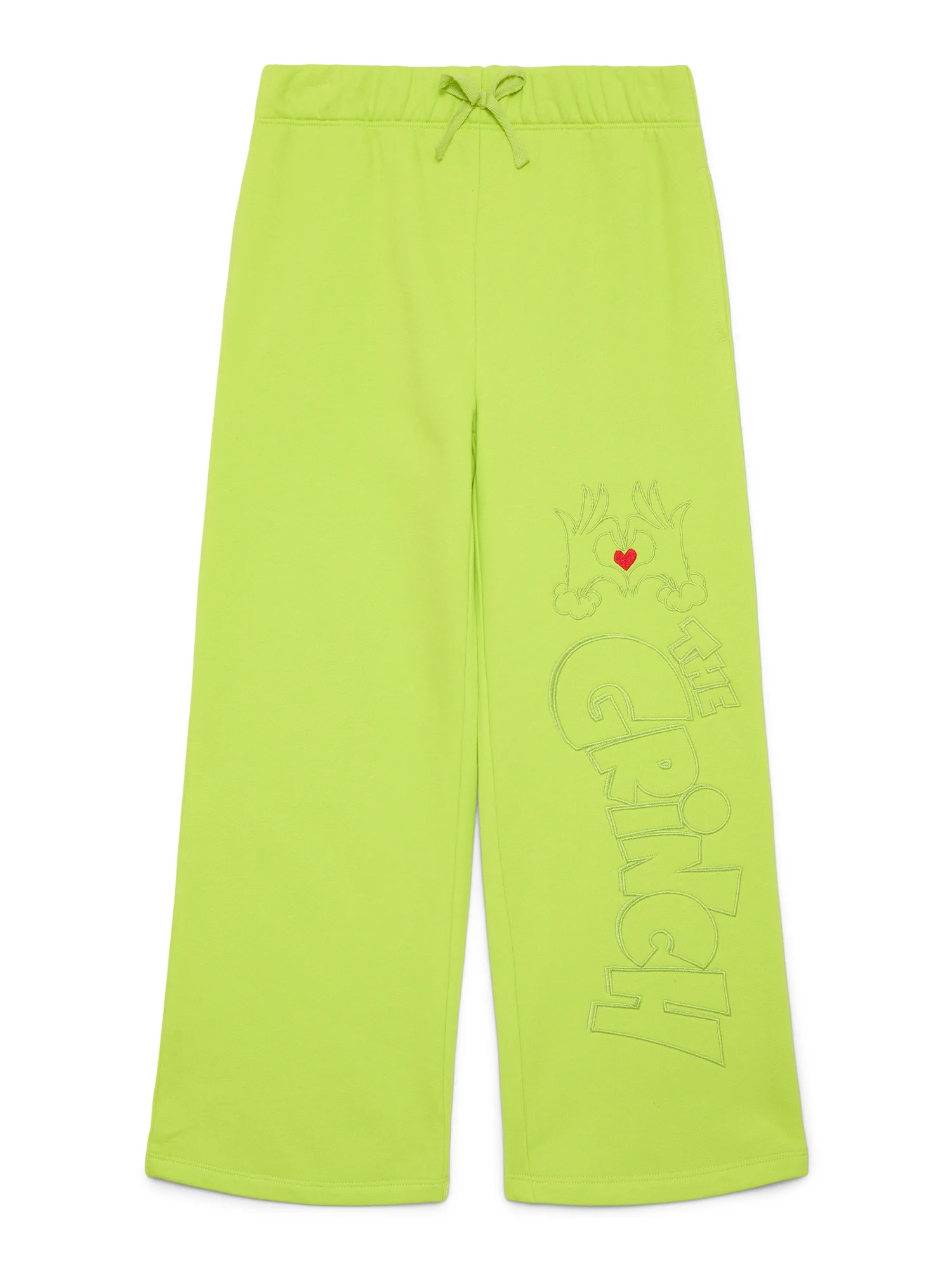 Dr. Seuss Grinch Girls' Embroidered Wide Leg Sweatpants, Sizes 4-16 | Walmart (US)