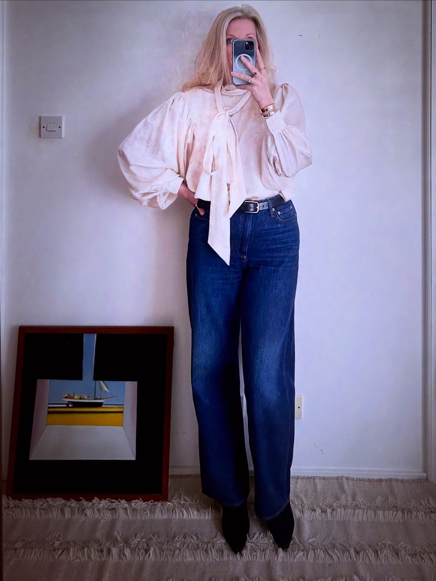 spring outfits 2026 | neck-tie | pussy-bow | bow detail | bow tie neck | blouse | jeans

#LTKstyletip #LTKjeans #LTKover50style