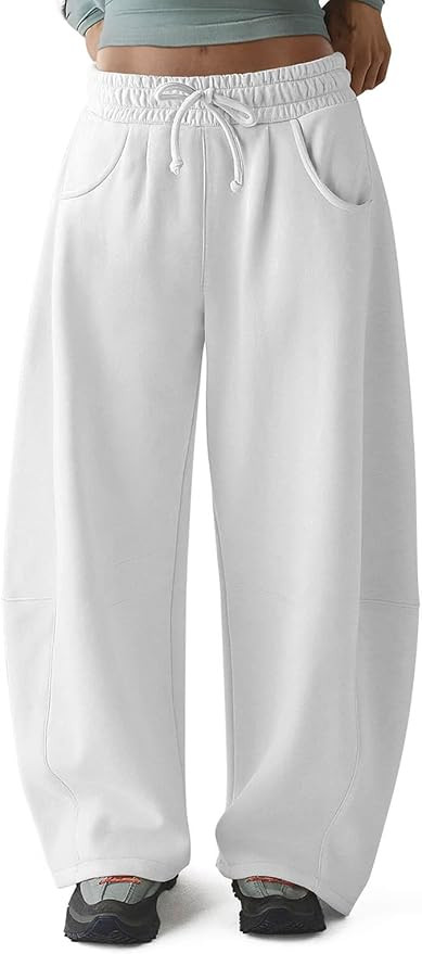 HeSaYep Women's Fleece Lined Sweatpants Barrel Leg Baggy Sweat Pants Winter Thermal Cotton Pants ... | Amazon (US)