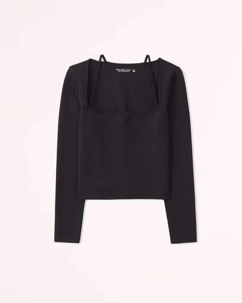 Long-Sleeve Strappy Ponte Top | Abercrombie & Fitch (US)