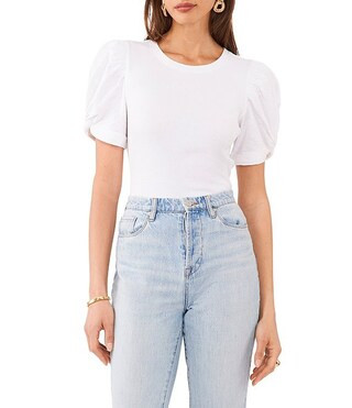 Knotted Crew Neck Puff Short Sleeve Tee | Dillards