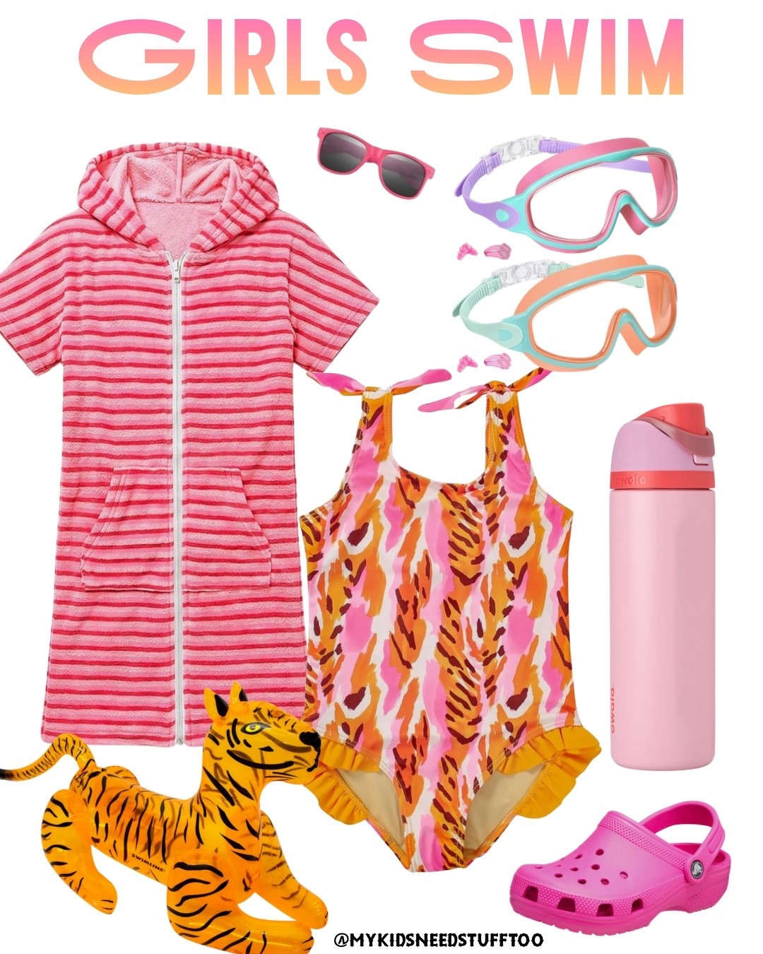 Girls swim! I love this towel cover up and my daughter loves this tiger like swimsuit.  We now are Owala family so must have that and I think a tiger pool float is just necessary at this point haha

#LTKSeasonal #LTKKids #LTKootd