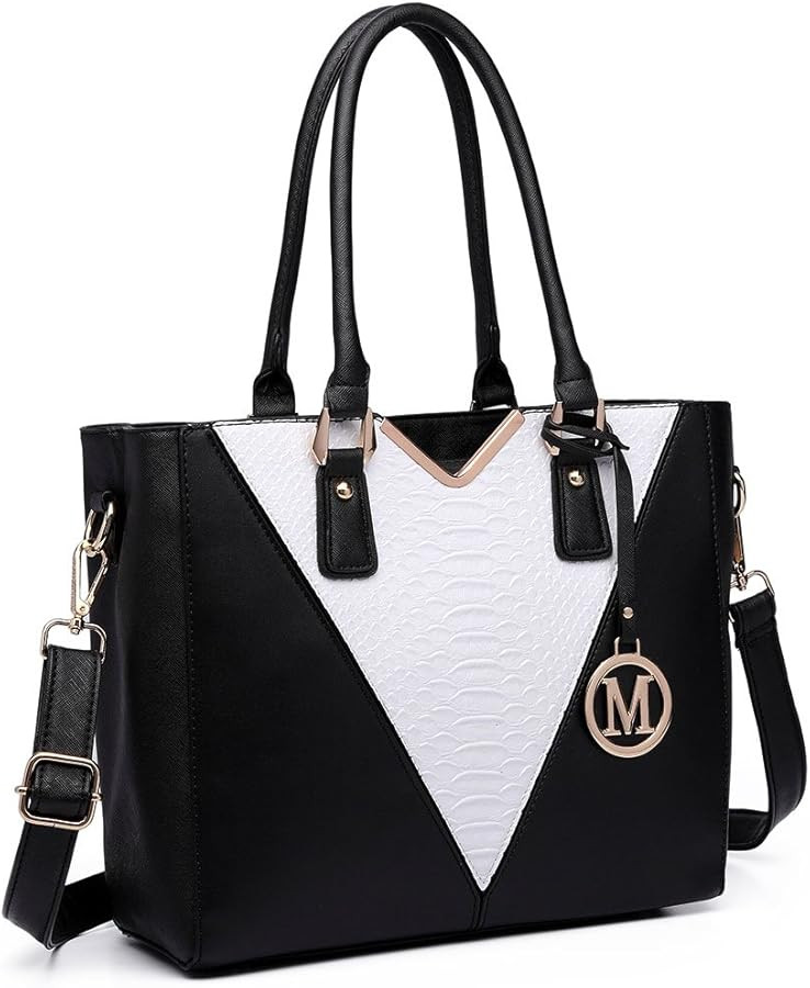 Miss Lulu Leather Look V-Shape Shoulder Handbag Lightweight Medium Tote Bag Handbags for Women | Amazon (US)