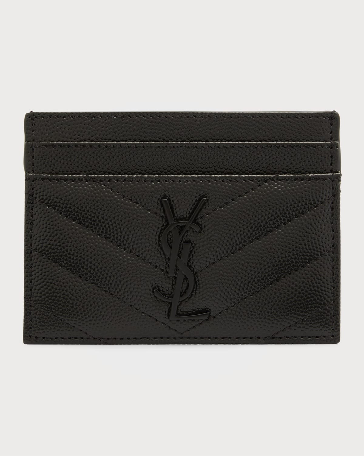YSL Monogram Card Case in Grained Leather | Neiman Marcus