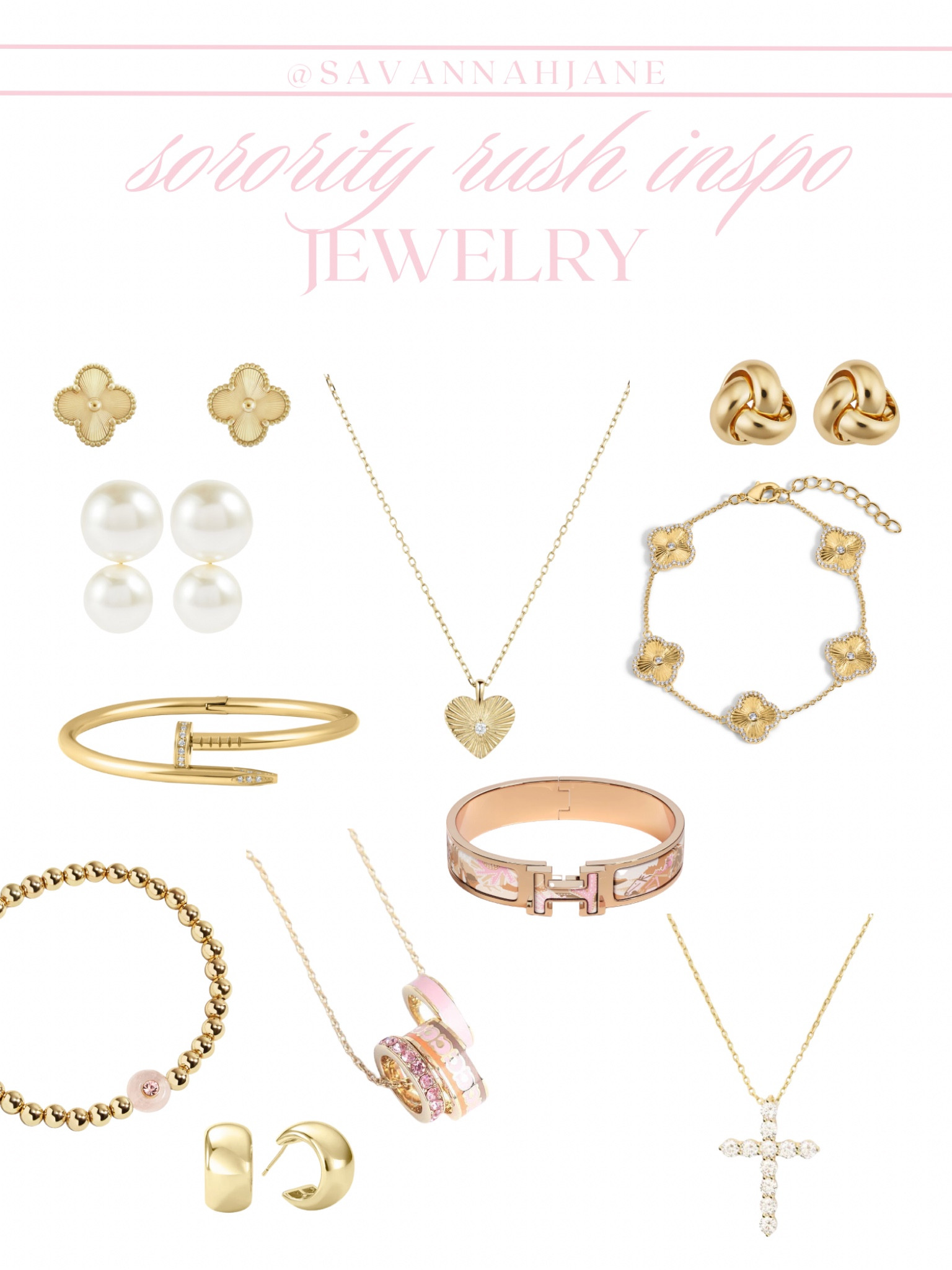 Linking some cute jewelry for rush! Great designer dupes. Rush jewelry inspo | chic jewelry | chic jewelry inspo | van cleef dupes | van cleef bracelet dupe | van cleef earring dupes | pearl earrings | sorority rush | rush ootd | bama rush | bama rush ootd | bama rush outfit inspo 

#LTKFindsUnder50 #LTKStyleTip #LTKU