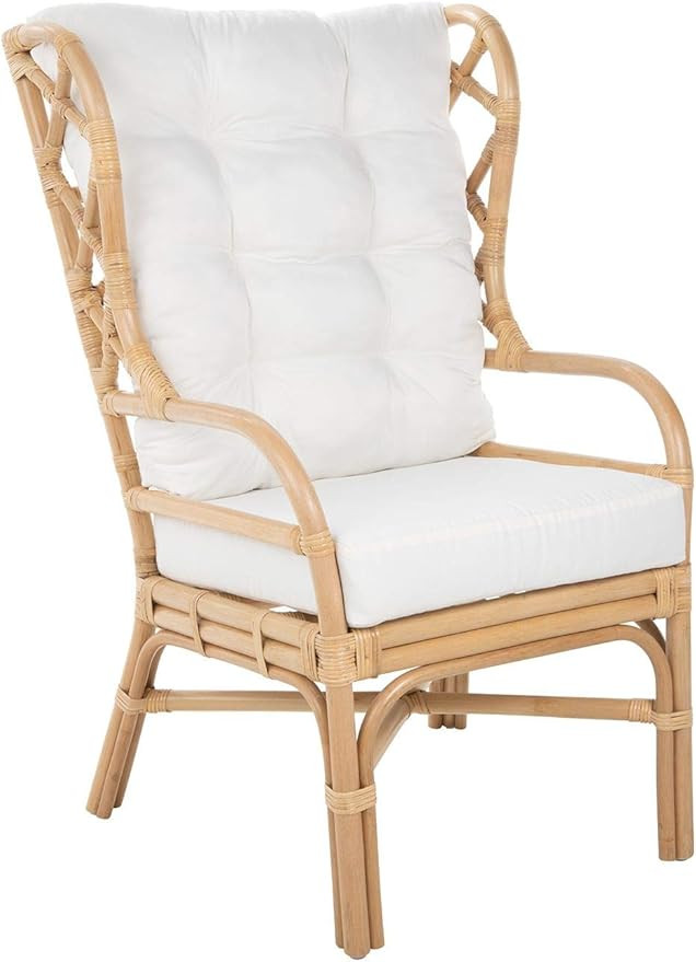 Kouboo Rattan Wingback Cushions, Natural Chippendale Style Lounge Chair, Light Brown | Amazon (US)