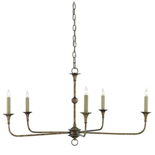 Nottaway Pyrite Bronze Five-Light Chandelier | Bellacor