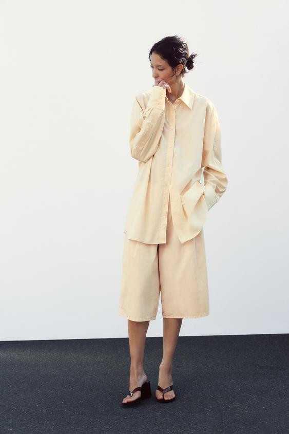 MULTI-WAY CONTRAST PIPING LONG SHIRT | Zara UK