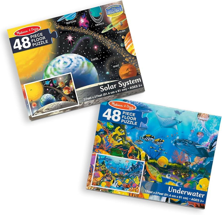 Melissa & Doug Jumbo Jigsaw Floor Puzzle Set - Solar System and Underwater (2 x 3 feet each) - Oc... | Amazon (US)
