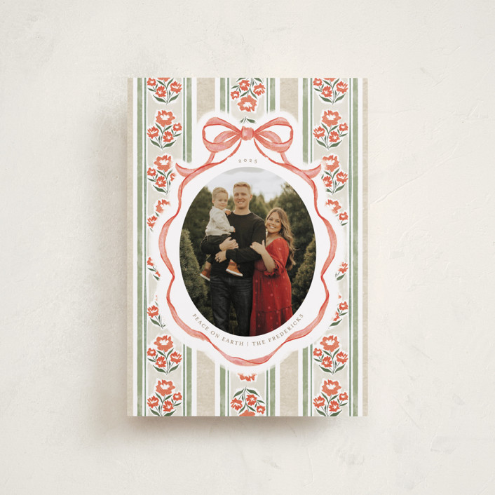 "Wildflower Holiday ribbon" - Customizable Holiday Petite Cards in Beige by Jackie Crawford. | Minted