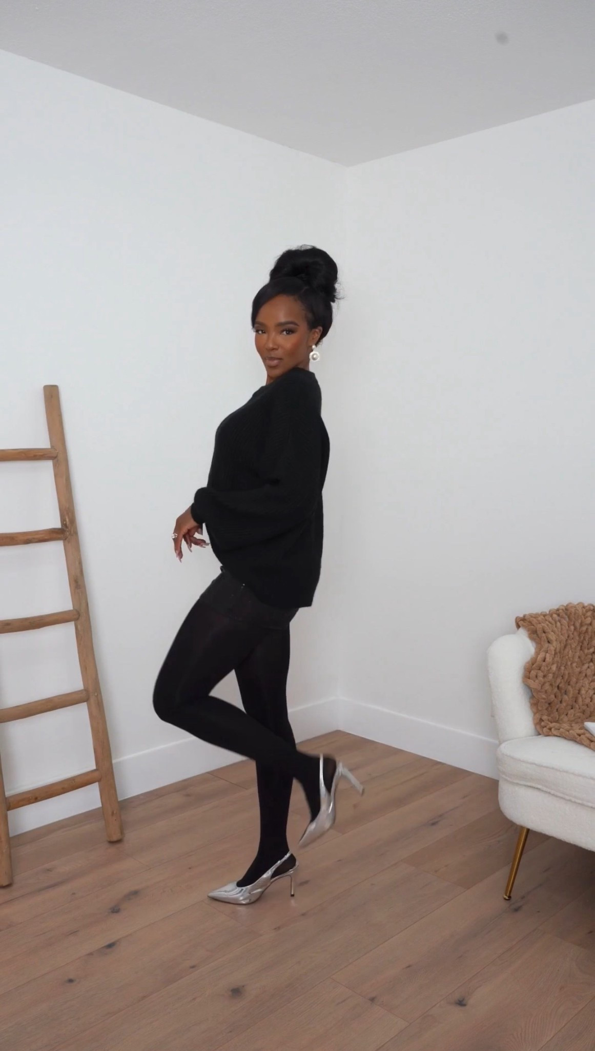 Cozy meets polished — an oversized black knit paired with sleek tights for that effortless, throw-on-and-go look that still feels elevated. Simple, flattering, and finished with metallic heels for a chic contrast.

Perfect for casual dinners, holiday get-togethers, and elevated everyday wear.

📏 Sizing: Sweater (Small) • Tights (Small)
📏 Measurements: 5’4” · 138 lbs · 34D · 27” waist · 40” hips

black knit outfit, cozy chic winter look, all-black casual outfit, tights and heels styling, effortless winter fashion

✨ Everything linked below for easy shopping

Follow me on Instagram and YouTube @kirasfashionfinds

#LTKPetite #LTKHoliday #LTKootd